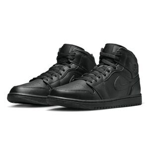 Nike Air Jordan 1 Mid Triple Black Men's Shoes Size 13 Excellent Condition